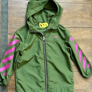 Off-White Kids Green Jacket with Yellow Tag
